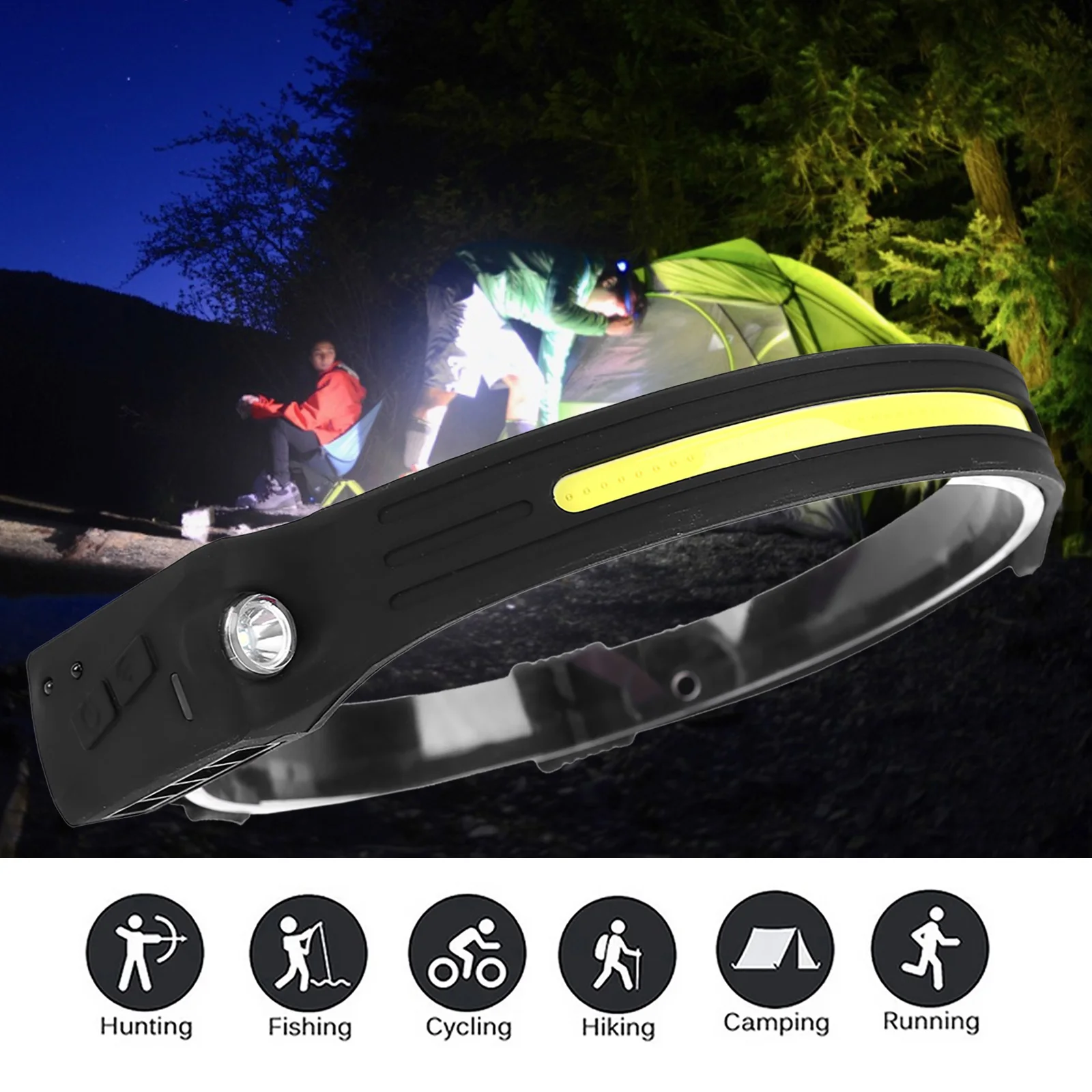 Generic Induction Headlamp 10W LED COB Head Lamp With Builtin Battery