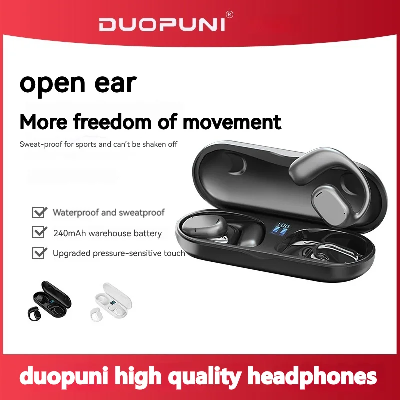 

DUOPUNI Bluetooth Earphones Stereo Air Conduction Headset Gamer Wireless Headphone with Mic Call Subwoofer Sports Earbuds