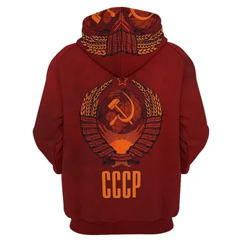 1982 CCCP 국기 후드, 레드 스타 토템 상의, 3D 낫 도끼 엠블럼 인쇄 후드, 여성 후드 풀오버, 남성 의류