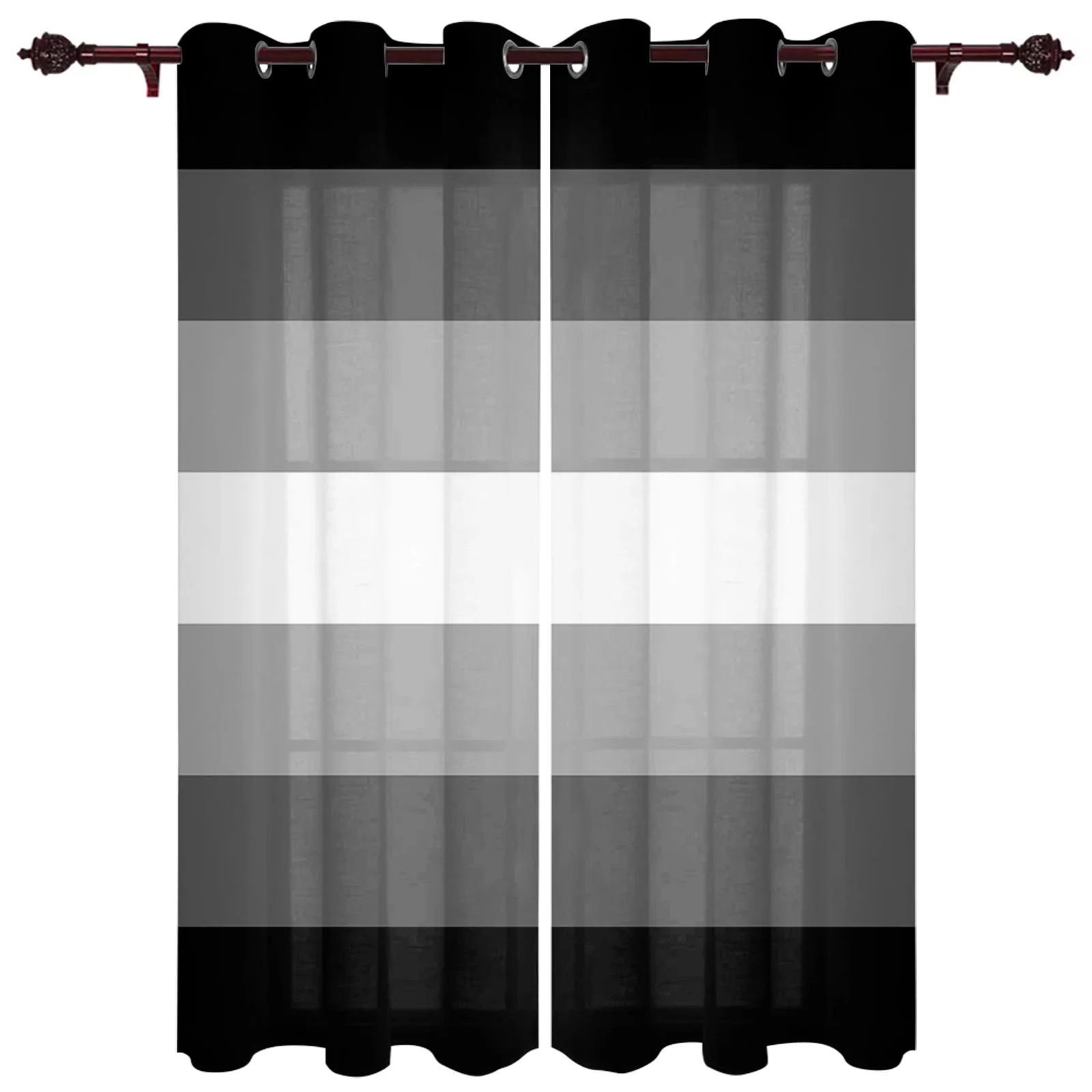 

Черно-белые оконные занавески с градиентными полосками, шторы для гостиной, спальни, современные драпировки, занавески, шторы