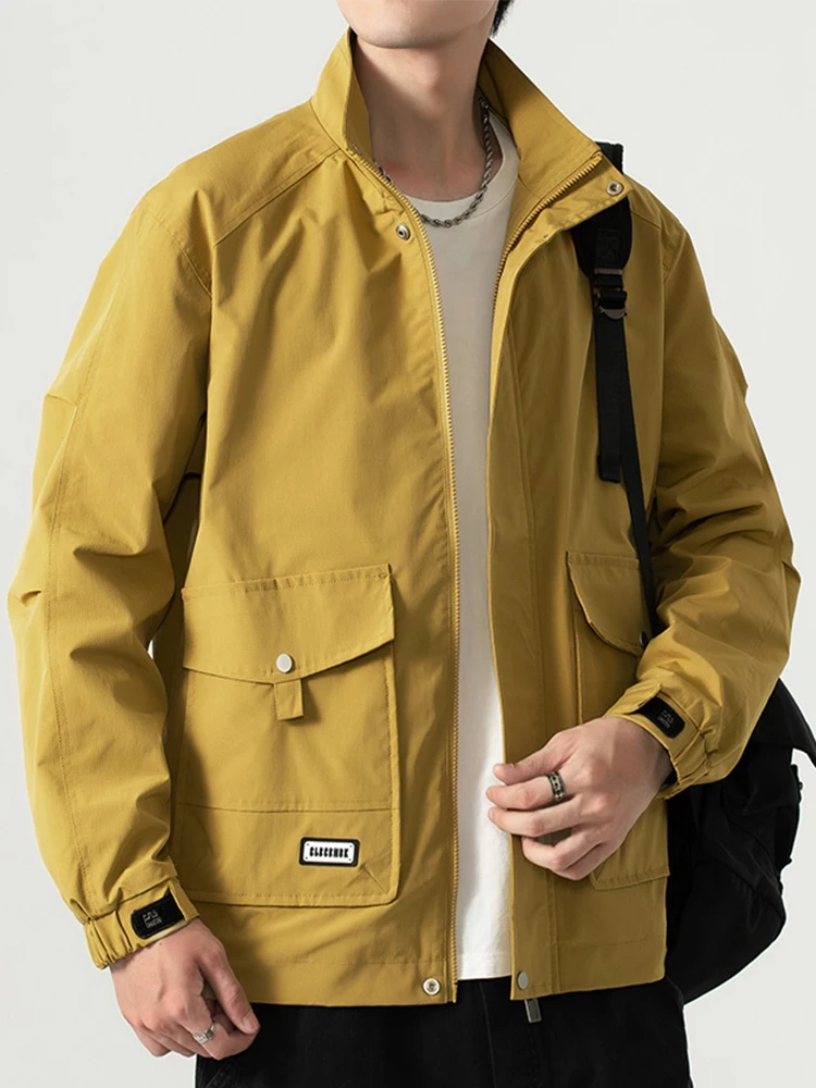 

Новая мужская куртка с воротником-стойкой, уличная Водонепроницаемая ветровка с несколькими карманами на молнии, мужская повседневная куртка, пальто, модель 8XL