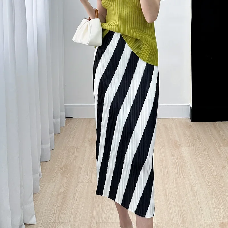 

Женская юбка с кисточками миаке, удобная повседневная облегающая юбка в полоску с принтом, лето 2024