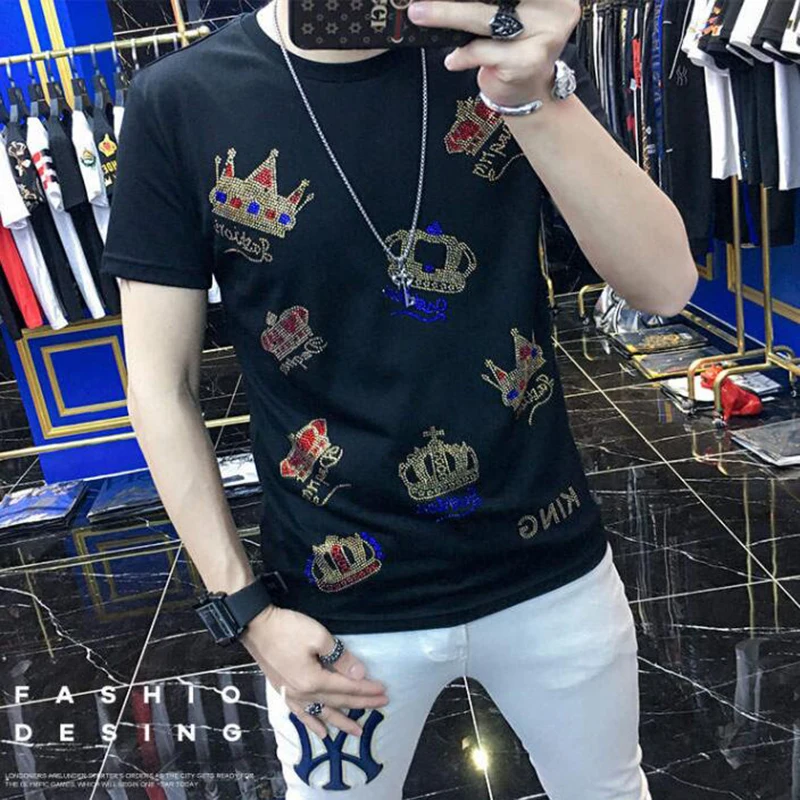 2023 summer European style hot drill fit short sleeve men's fashion cool bottoming T-shirt top126
2023 summer European style hot drill fit short sleeve men's fashion cool bottoming T-shirt top126