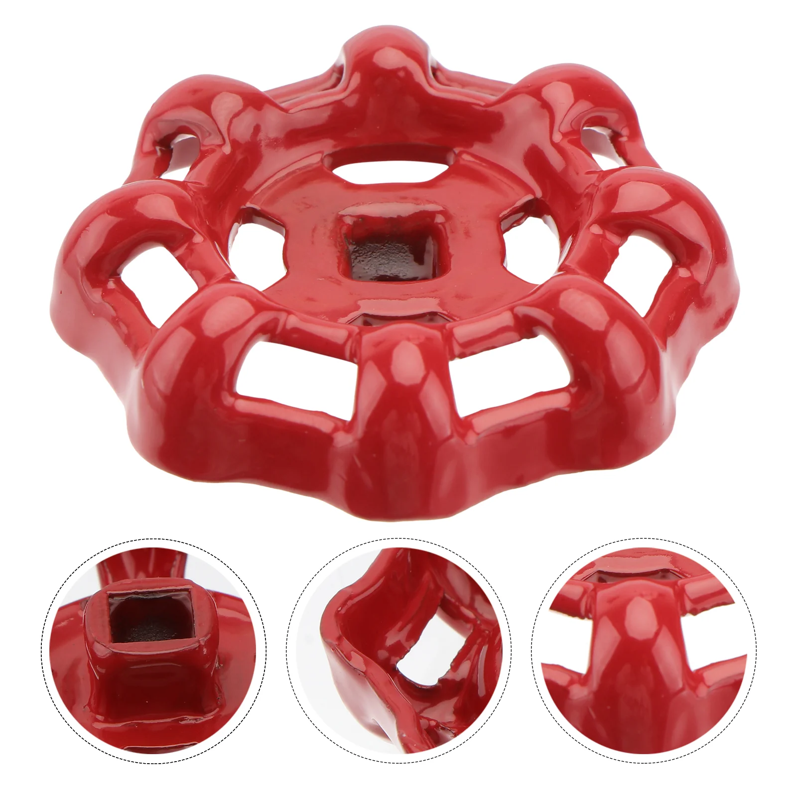 

6*6 Cast Iron Valve Handle Gate Valve Ball Valve Hand Wheel Shutoff Value Decorative Water Pipe Fittings (Red)