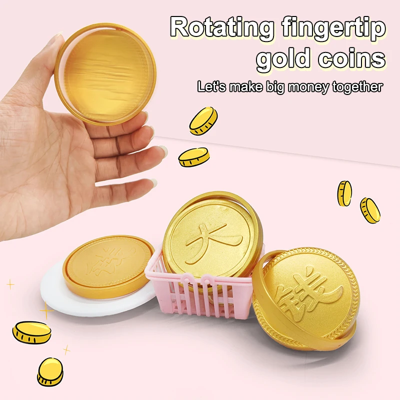 

Fingertip Gyro Toy 3D Printing Gold Coins Earn Big Money Rotation Silky Smooth Gyro Ring Portable Sensory Decompression Toys