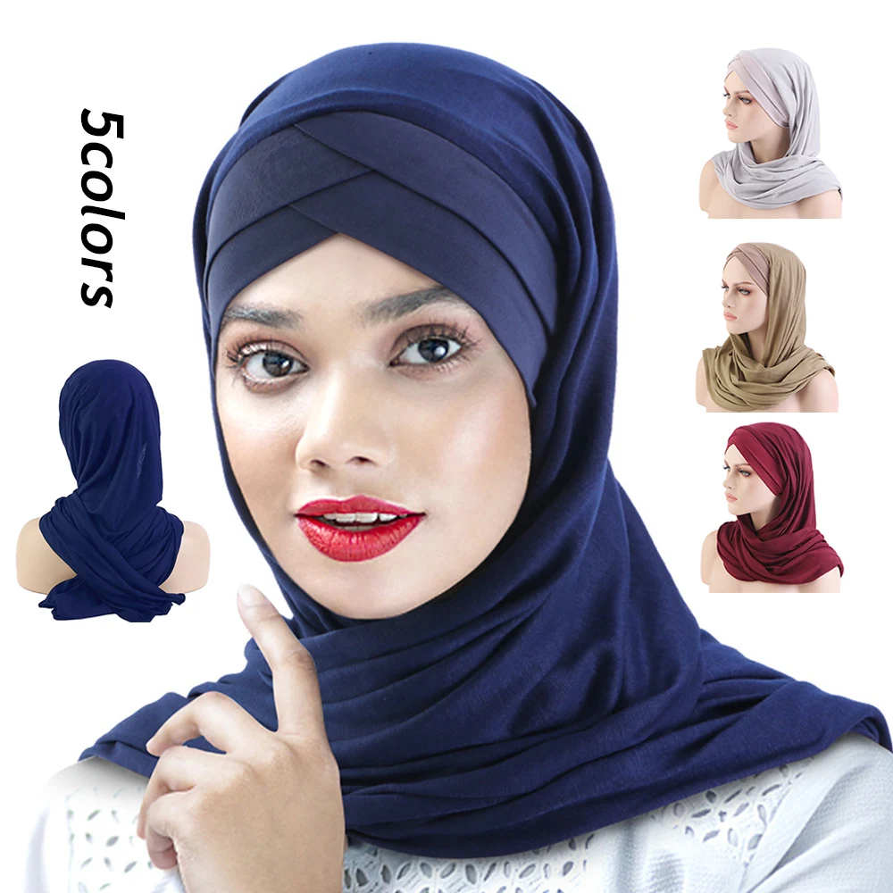 

Islamic Shawls Headwrap Woman Long Turban Scarves Full Cover Head Wraps Women Hijab Scarf Solid Colors Muslim Shawl Head Wraps