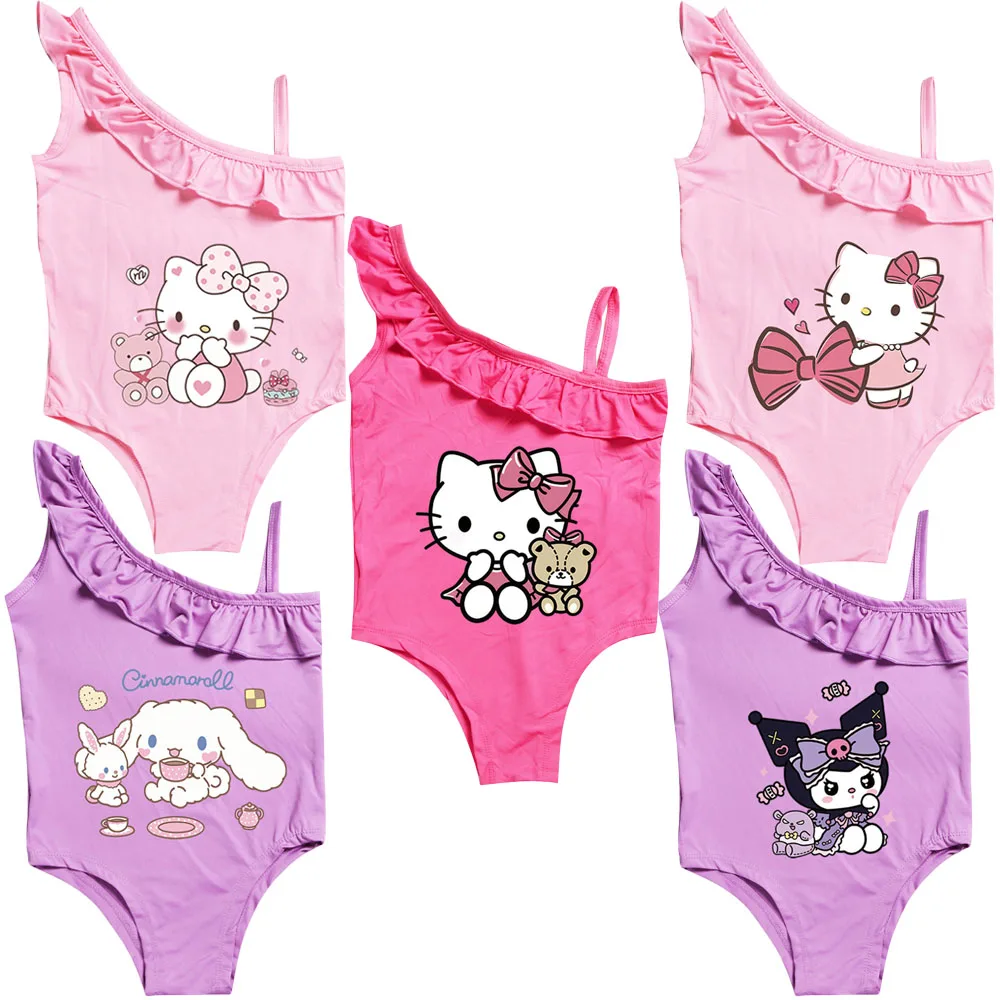 Мультяшные аниме Kuromi HelloKittys Cinnamoroll, детские летние пляжные купальники, детский купальный костюм для девочек, бикини, купальник
Мультяшные аниме Kuromi HelloKittys Cinnamoroll, детские летние пляжные купальники, детский купальный костюм для девочек, бикини, купальник
