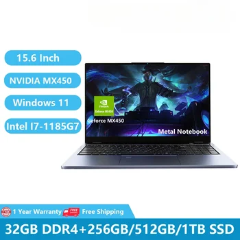 게이밍 컴퓨터 노트북 코어 I7-1185G7 휴대용 접이식 노트북, 지포스 그래픽 카드 포함, 32GB RAM, 1TB 풀 메탈 바디 와이파이