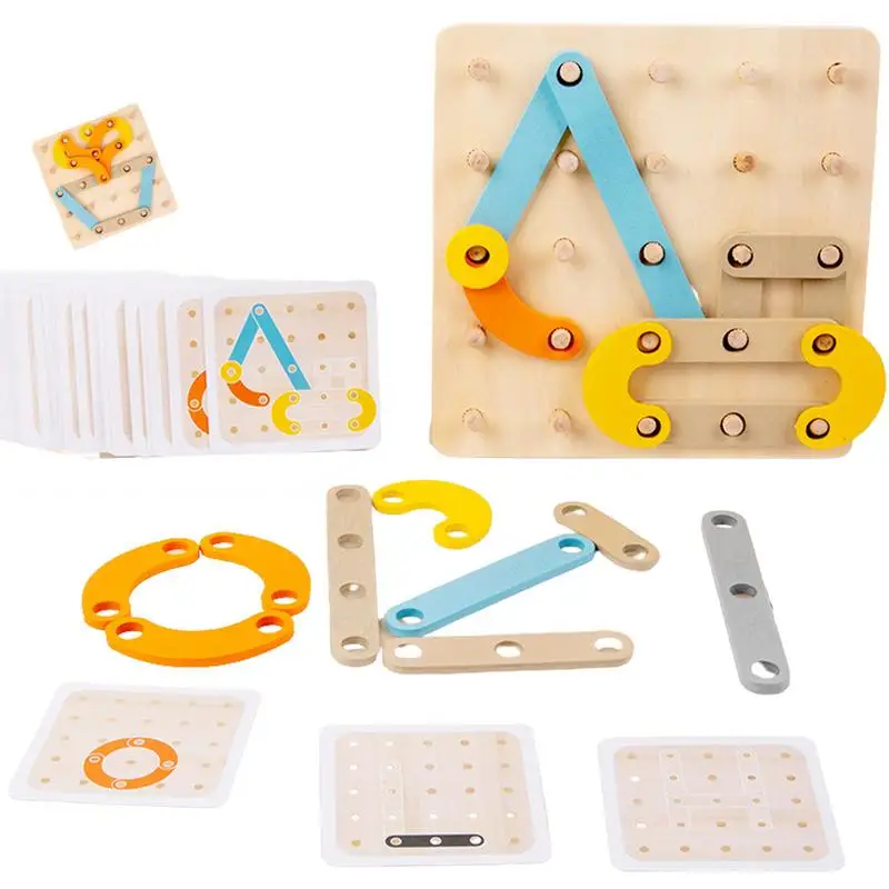 

Wooden Pattern Blocks Geometric Shape Column Set For Kids Imagination Development Educational Peg Puzzle Board Game For Toddlers