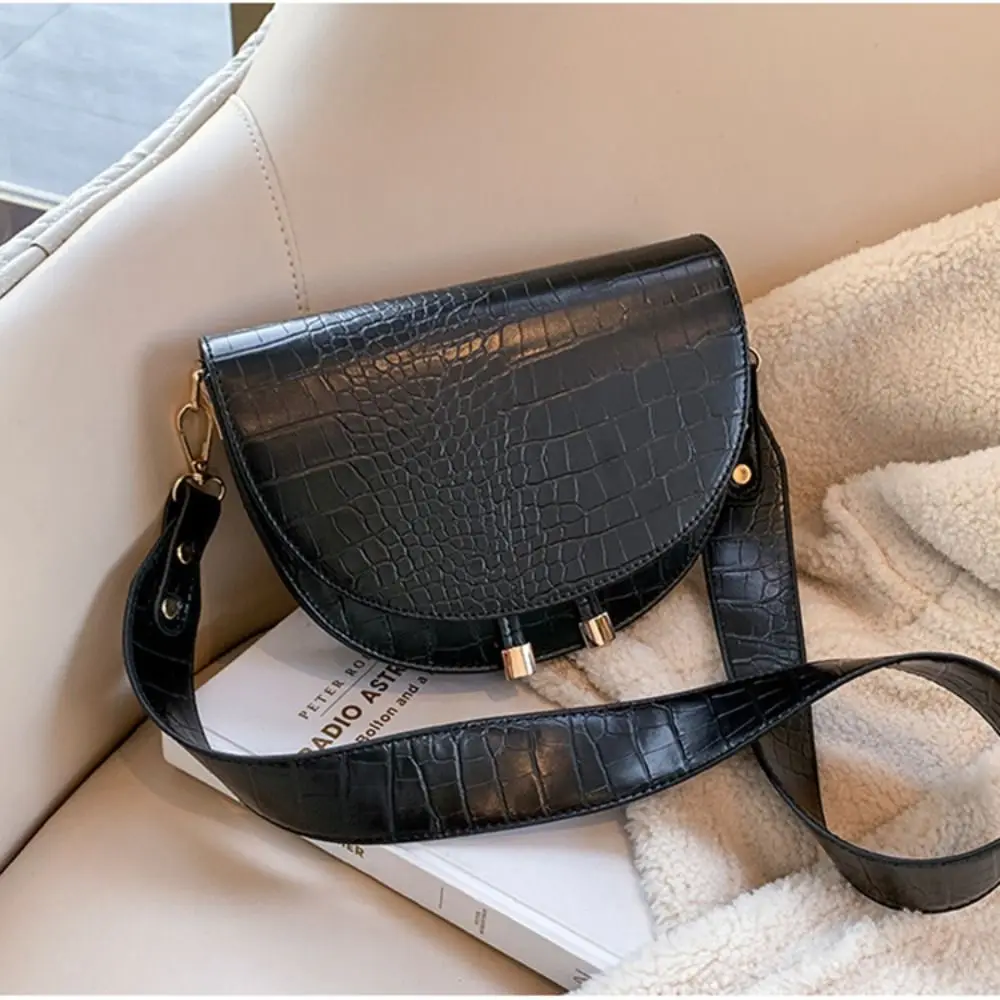 

Женская сумка через плечо с крокодиловым узором, новая однотонная Сумка-седло из искусственной кожи, маленький кошелек, сумка-мессенджер