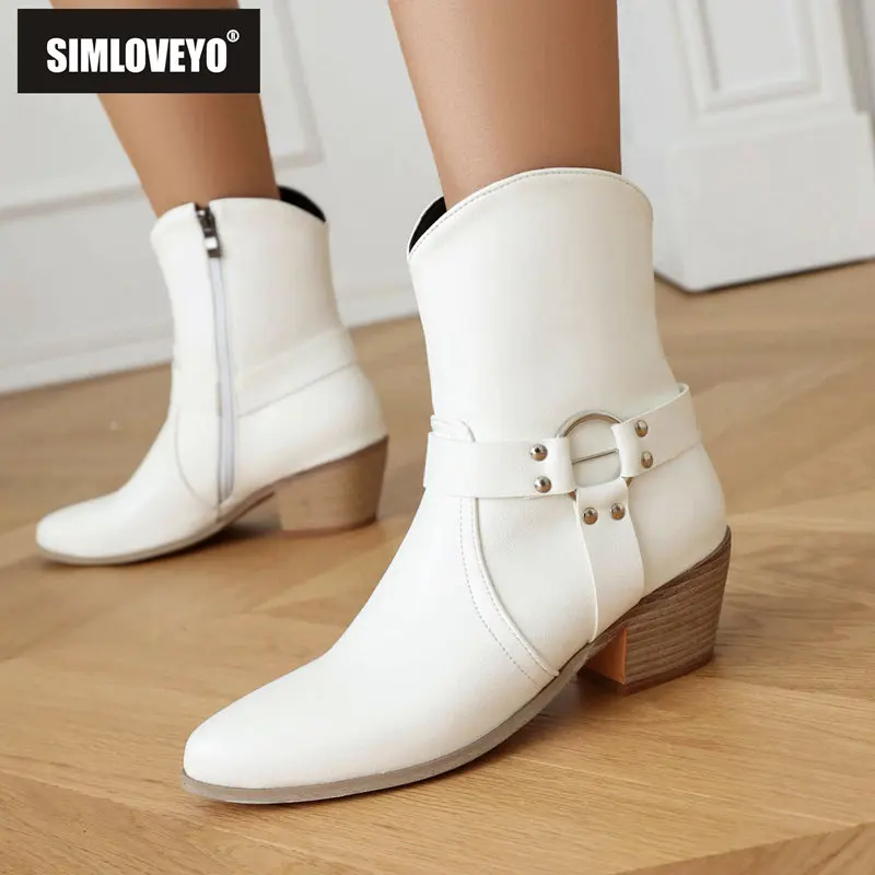 SIMLOVEYO Fashion Women Ankle Boots Round Toe Block Heels Zipper Metal Decoration Large Size 46 47 48 Retro Daily Female Booties
SIMLOVEYO Fashion Women Ankle Boots Round Toe Block Heels Zipper Metal Decoration Large Size 46 47 48 Retro Daily Female Booties