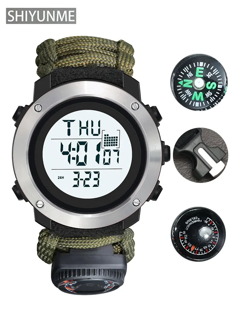 SHIYUNME 2103 Men Outdoor Military Watch 50M Waterproof Multifunctional Survival Watch Compass Sport LED Digital Men Watches
SHIYUNME 2103 Men Outdoor Military Watch 50M Waterproof Multifunctional Survival Watch Compass Sport LED Digital Men Watches