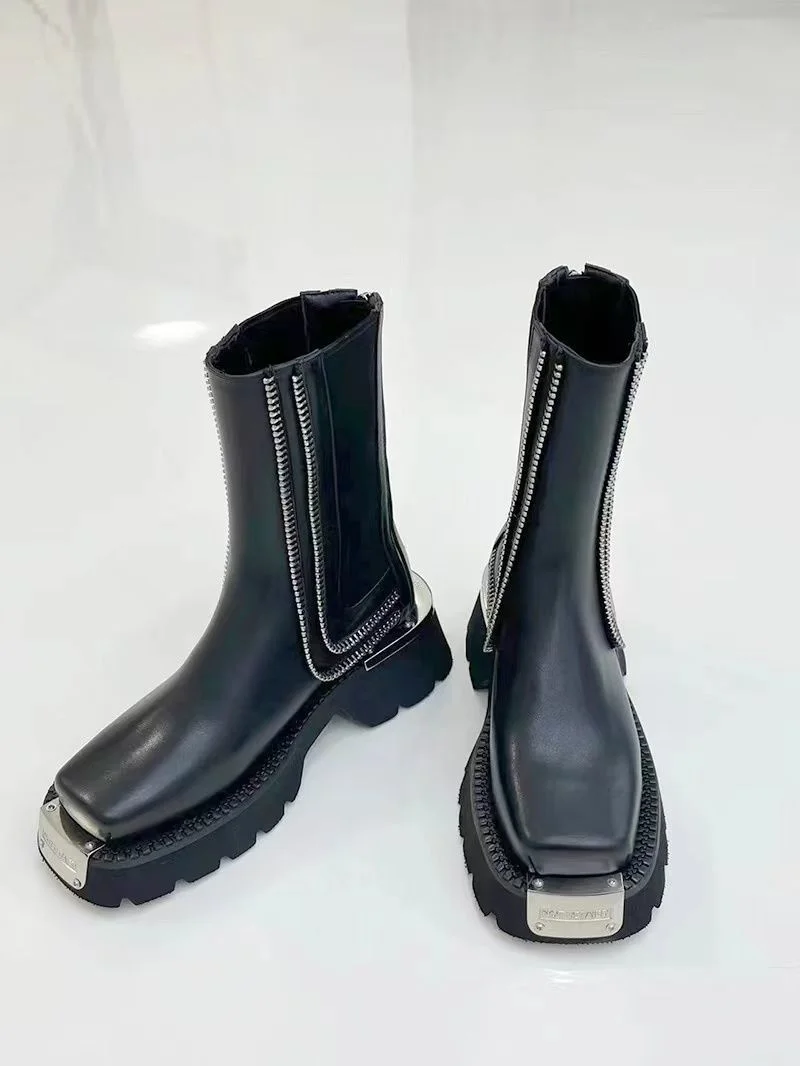 Fashion Chelsea Square head Short Boots Women' Shoes Slim Platform Ankle Boots Women Comfortable Back Zipper Thick Bottom Boots
Fashion Chelsea Square head Short Boots Women' Shoes Slim Platform Ankle Boots Women Comfortable Back Zipper Thick Bottom Boots
