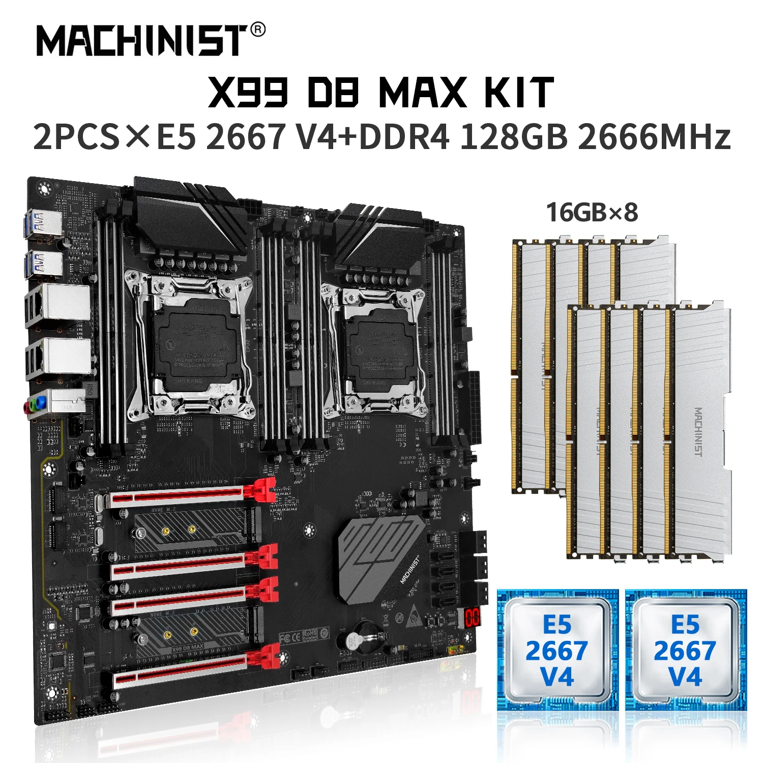 MACHINIST X99 комплект материнской платы Xeon E5 2667 V4 двойной процессор LGA 2011-3 процессор DDR4 128 ГБ 2666 МГц ОЗУ память NEME M.2 D8 MAX
MACHINIST X99 комплект материнской платы Xeon E5 2667 V4 двойной процессор LGA 2011-3 процессор DDR4 128 ГБ 2666 МГц ОЗУ память NEME M.2 D8 MAX