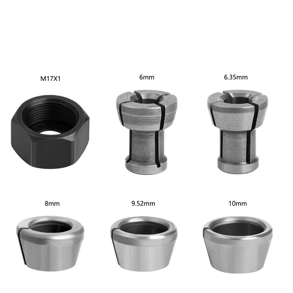 1/2/4pcs M17 6/6.35/8/9.5/10mm Collet Chuck Adapter With Nut Engraving Trimming Machine Electric Router Milling Cutter Access
1/2/4pcs M17 6/6.35/8/9.5/10mm Collet Chuck Adapter With Nut Engraving Trimming Machine Electric Router Milling Cutter Access