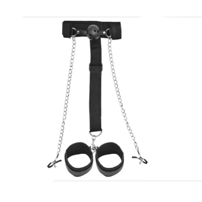 BDSM Sexy Bondage With Handcuffs Ankle Cuffs Adjustable Straps Breast Clip Oral Plug Adult Game Erotic Sex Toy for Women Couples BDSM Sexy Bondage With Handcuffs Ankle Cuffs Adjustable Straps Breast Clip Oral Plug Adult Game Erotic Sex Toy for Women Couples