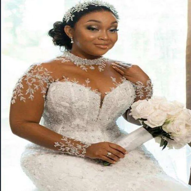 Stunning High Neck Appliques Crystals Wedding Dress Chapel Train Robe De Mariée Cascading Ruffles Long Sleeves Bridal Gown
Stunning High Neck Appliques Crystals Wedding Dress Chapel Train Robe De Mariée Cascading Ruffles Long Sleeves Bridal Gown