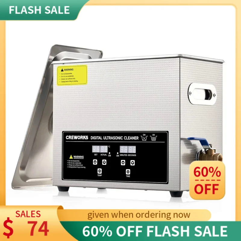 CREWORKS Ultrasonic Cleaner with Heater and Timer, Digital Sonic Cavitation Machine,Stainless Steel Jewelry Cleaner for Watch
CREWORKS Ultrasonic Cleaner with Heater and Timer, Digital Sonic Cavitation Machine,Stainless Steel Jewelry Cleaner for Watch