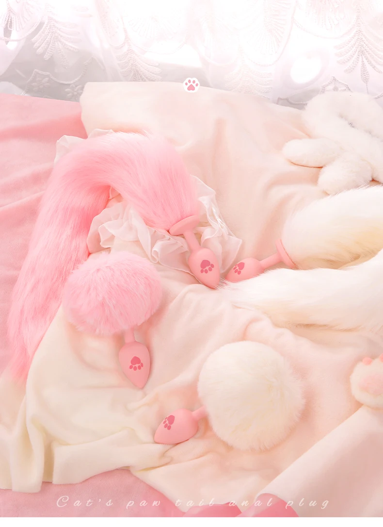 BLACKWOLF Cute Pink Silicone Anal Plug Soft Long Tail Butt Plug Adult Games Anal Beads Erotic Cosplay Sex Toys For Women BLACKWOLF Cute Pink Silicone Anal Plug Soft Long Tail Butt Plug Adult Games Anal Beads Erotic Cosplay Sex Toys For Women