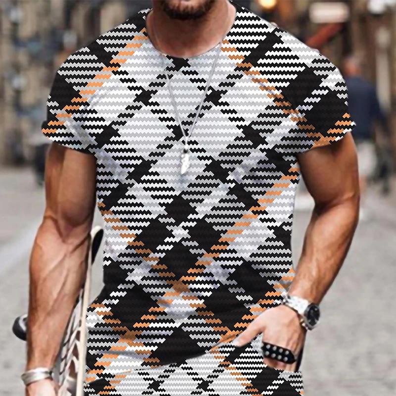 2023 New Summer 3D Printed Men's T-shirt Plaid Stripe Series Cool Breathable Short Sleeve Fashion Casual T-shirt Men's Clothing
2023 New Summer 3D Printed Men's T-shirt Plaid Stripe Series Cool Breathable Short Sleeve Fashion Casual T-shirt Men's Clothing