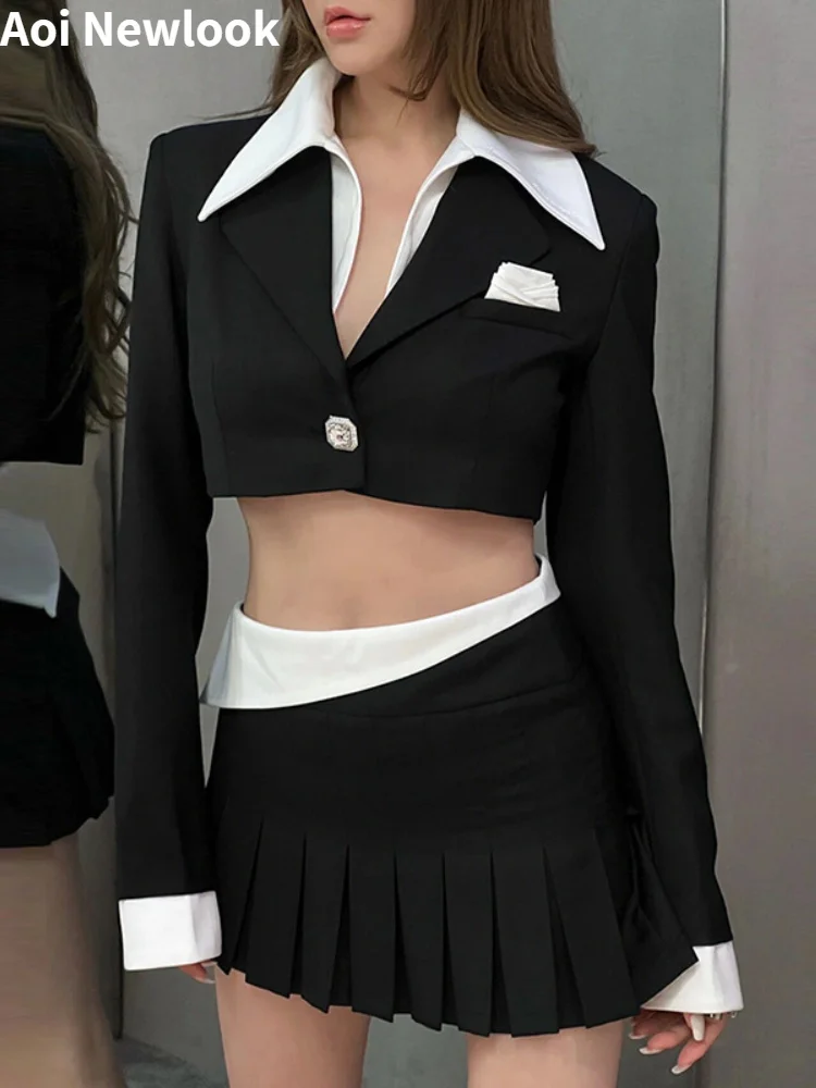 Пикантный Модный женский костюм Спайс для девушек новый осенний высококачественный Блейзер на пуговицах со стразами короткий пиджак + плиссированная юбка комплект из 2 предметов
Пикантный Модный женский костюм Спайс для девушек новый осенний высококачественный Блейзер на пуговицах со стразами короткий пиджак + плиссированная юбка комплект из 2 предметов