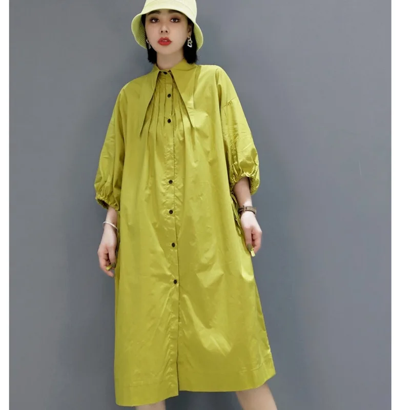 2023 Spring Autumn Lapel Dress Loose Mid-length Single Breasting Solid Color Leisure Dress
2023 Spring Autumn Lapel Dress Loose Mid-length Single Breasting Solid Color Leisure Dress