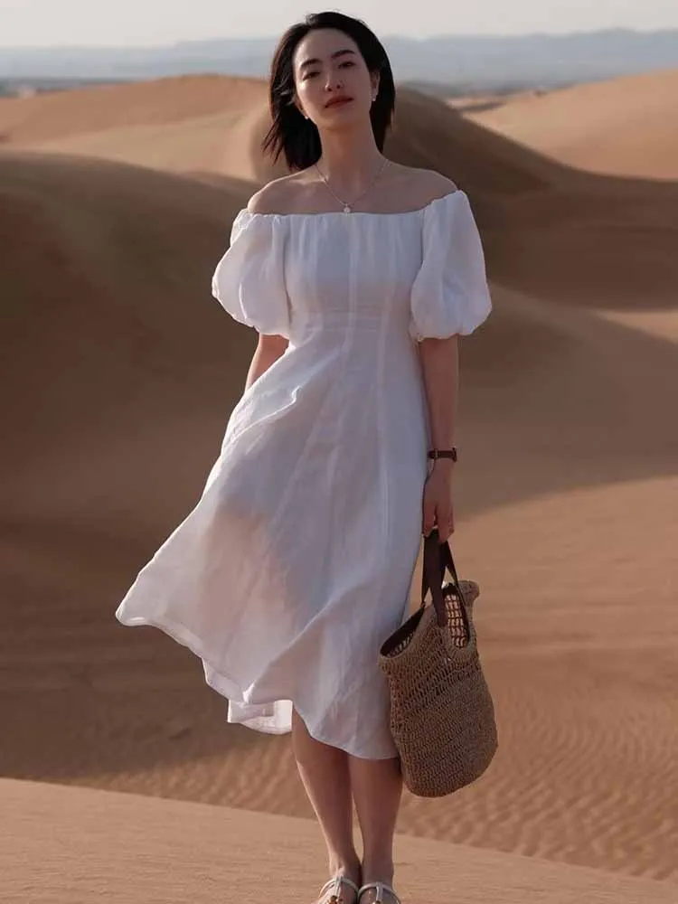 Women 2023 summer New Chic Fashion Linen Off Shoulder puff sleeve Midi Dress Vintage backless Zipper Female Dresses robe Mujer
Women 2023 summer New Chic Fashion Linen Off Shoulder puff sleeve Midi Dress Vintage backless Zipper Female Dresses robe Mujer