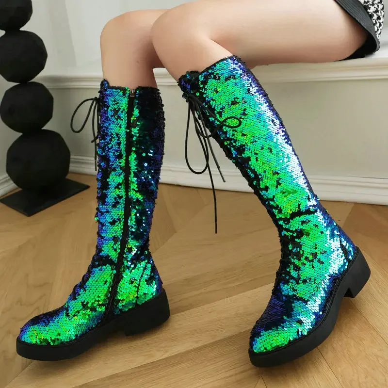 Small Size 33 Sequins Cloth Silver Green Round Toe Lace-up Party Wedding Flats Shoes Shiny Ankle Winter Gothic Motorcycle Boots
Small Size 33 Sequins Cloth Silver Green Round Toe Lace-up Party Wedding Flats Shoes Shiny Ankle Winter Gothic Motorcycle Boots
