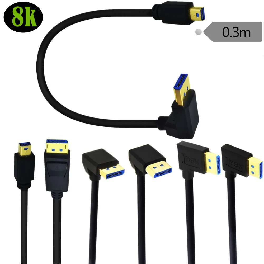 Переходник Mini DisplayPort на DisplayPort 90 градусов вверх и вниз, левый и правый угловой кабель DP Mini DP Thunderbolt преобразователь 8K @ 60 Гц 1,4 в 30 см
Переходник Mini DisplayPort на DisplayPort 90 градусов вверх и вниз, левый и правый угловой кабель DP Mini DP Thunderbolt преобразователь 8K @ 60 Гц 1,4 в 30 см