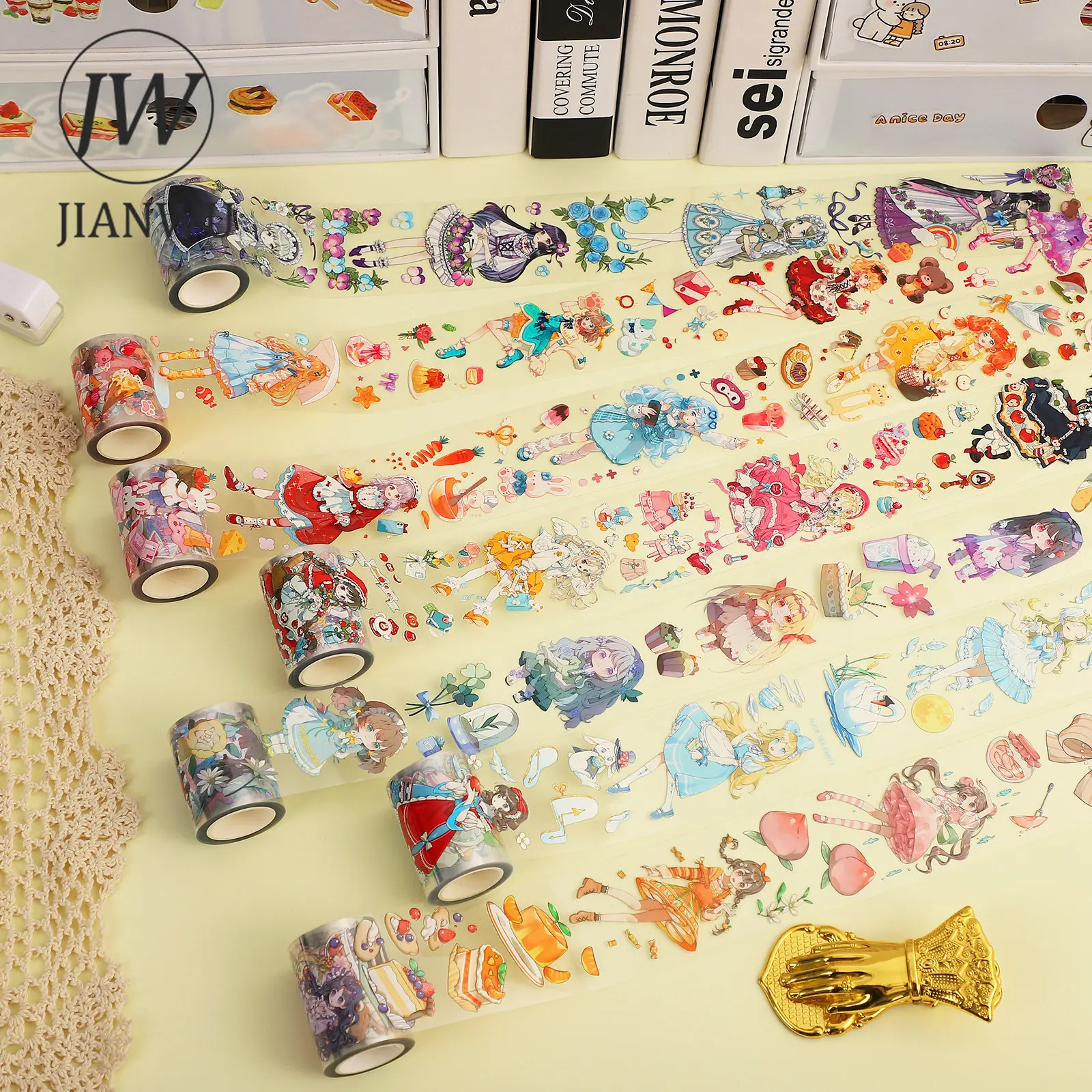 JIANWU 500mm/ Roll Alice Flower Series Character Glossy PET White Ink Vintage Tape Creative DIY Kawaii Collage Decor Stationery
JIANWU 500mm/ Roll Alice Flower Series Character Glossy PET White Ink Vintage Tape Creative DIY Kawaii Collage Decor Stationery
