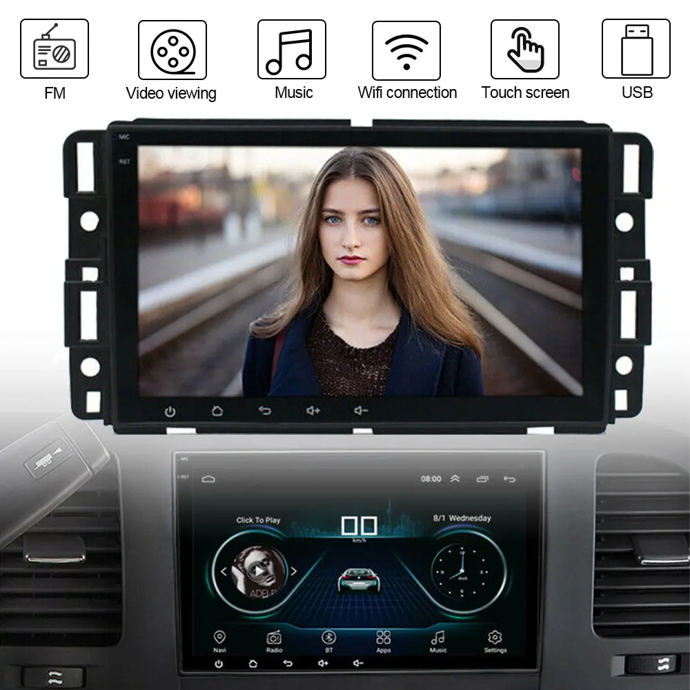 

For GMC Chevrolet Chevy Yukon 8''Android 10.1 16GB Car Stereo Radio Navigation ​Audio Multimedia Player WIFI GPS Head Unit