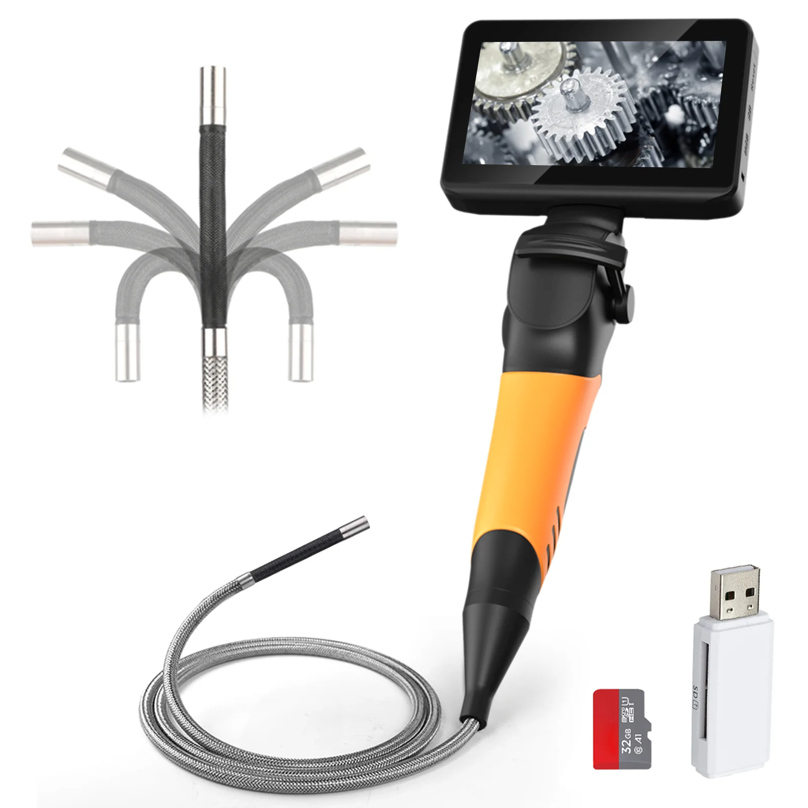 4mm 2Way Articulating Endoscope 4.5inch Screen Industrial Borescope 720p 8Leds Multifunctional 1M For Cars Customizable Length
4mm 2Way Articulating Endoscope 4.5inch Screen Industrial Borescope 720p 8Leds Multifunctional 1M For Cars Customizable Length