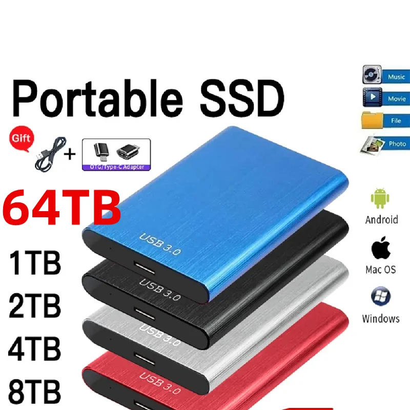 Mobile Solid State Drive 1TB Portable SSD USB 3.0 External Hard Drive 500GB Type-C High Speed Hard Disk for Laptop Mac PC
Mobile Solid State Drive 1TB Portable SSD USB 3.0 External Hard Drive 500GB Type-C High Speed Hard Disk for Laptop Mac PC