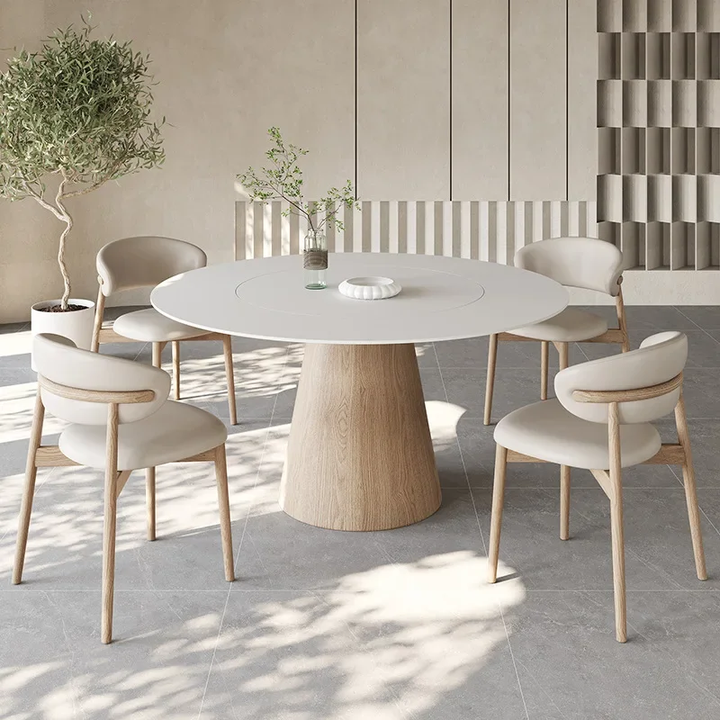 Nordic solid wood rock plate round dining table pure white cream wind modern simple household dining table log color silent wind
Nordic solid wood rock plate round dining table pure white cream wind modern simple household dining table log color silent wind