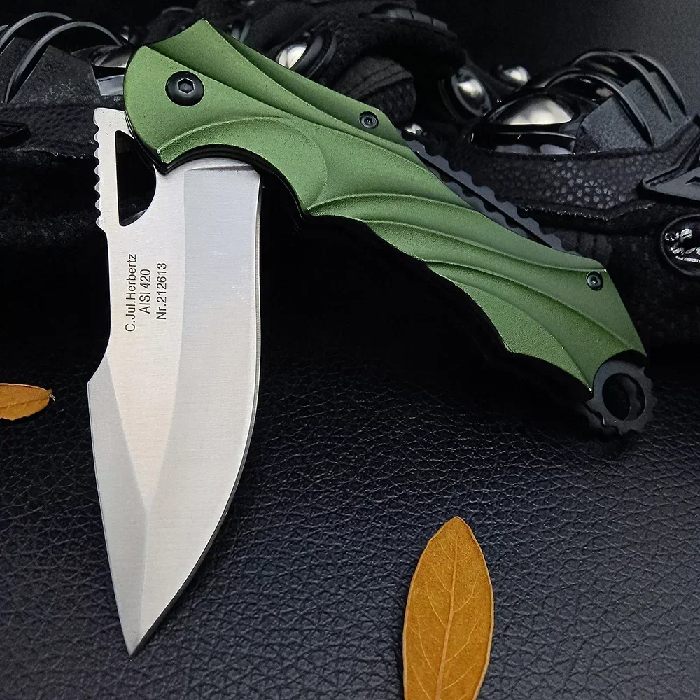 

440C CJH420 Hunting Folding Knife Utility Folder Tools Pocket Camping Tactical EDC Jackknife Aluminum Handle Self Defense Knives