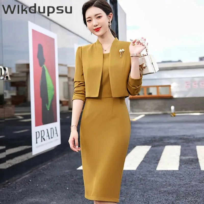 Dress Suits For Women Long Sleeve Blazer Dress Two Piece Set Outfits Elegant Korean Fashion Luxury Formal Office Lady Workwear
Dress Suits For Women Long Sleeve Blazer Dress Two Piece Set Outfits Elegant Korean Fashion Luxury Formal Office Lady Workwear