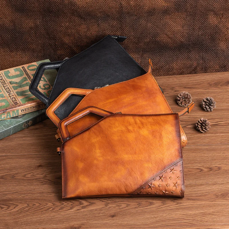 Vinatge Crazy Horse Genuine Leather Clutch Men Hand Bag Rivet Men's Clutch Bag with Shoulder Strap Clutch Handbag Man
Vinatge Crazy Horse Genuine Leather Clutch Men Hand Bag Rivet Men's Clutch Bag with Shoulder Strap Clutch Handbag Man