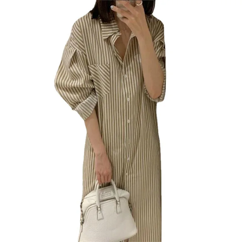 Turn-down Collar Stripped Color Dress 2023 Spring Summer Student Shirts WomenLong Sleeve Loose Korean Fashion Dress Tide
Turn-down Collar Stripped Color Dress 2023 Spring Summer Student Shirts WomenLong Sleeve Loose Korean Fashion Dress Tide