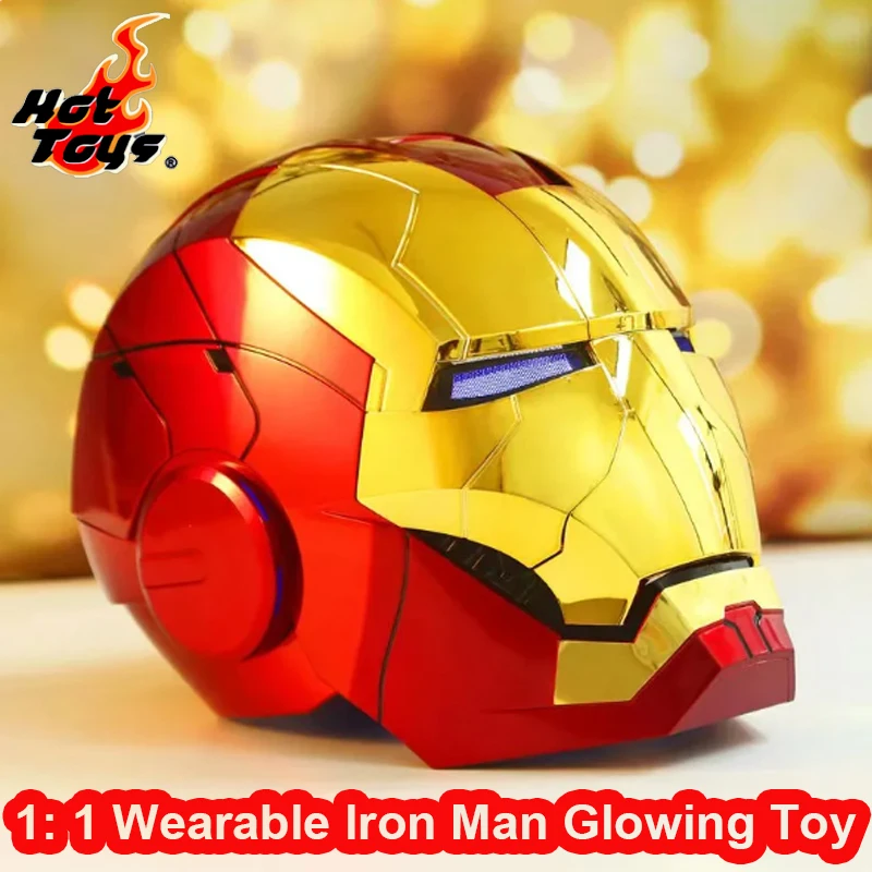 

Hot Toys 65cm Marvel Iron Man Helmet 1:1 Wearable Mask Gloves Glowing Eyes Adult Child Model Cosplay Props Model Ornaments Gifts