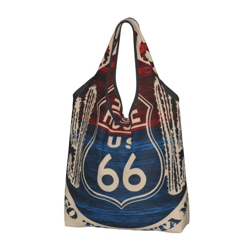 

Route 66 The Great America Road Vintage Trip Perfect Gifts Shopping Bag Portable Large Main Street of America Shopper Tote Bags