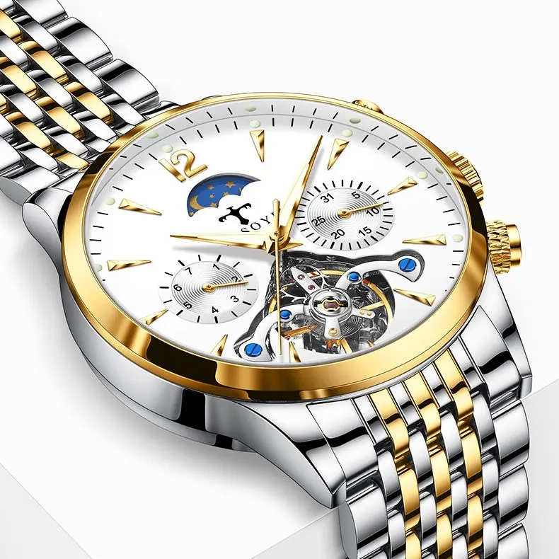 

2023 New Design Moon Luminous Automatic Watches for Men Steel Band Waterproof from Trsoye Watch Factory