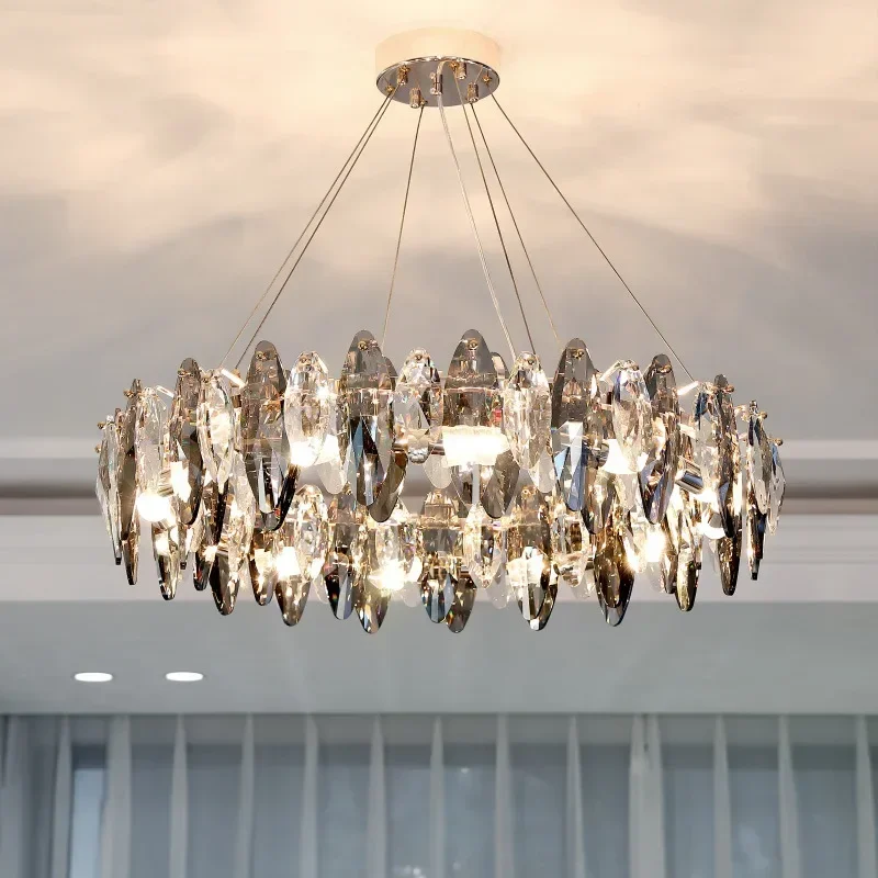 

Роскошные хрустальные люстры в скандинавском стиле, зеркальный светильник E14, Подвесная лампа для гостиной, художественный декор, Подвесная лампа