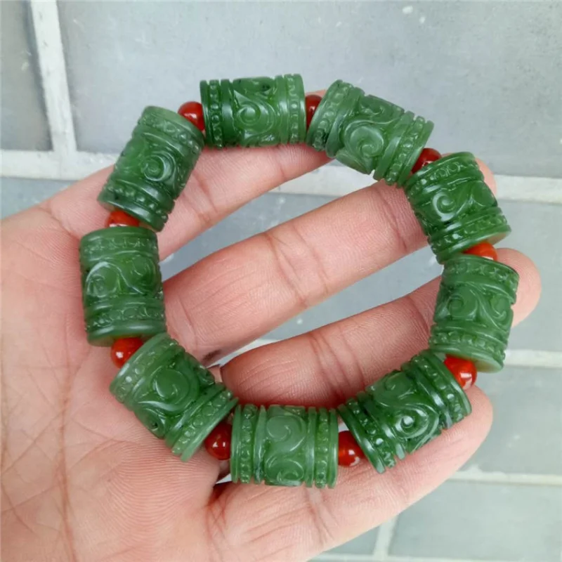 

Hetian Jade Russian Full of Green as Right as Rain Jasper Bracelet Wholesale