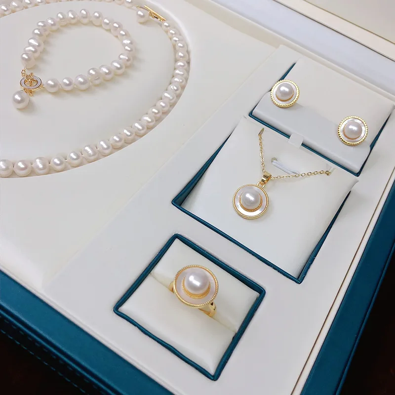 One Set freshwater pearl white pink near round shell cirque clasp 8-9mm necklace bracelet earring ring pendant 2 Mallzona Sd3687cea02f04c489a7c8ba3371c74eeh One Set freshwater pearl white pink near round shell cirque clasp 8-9mm necklace bracelet earring ring pendant Mallzona