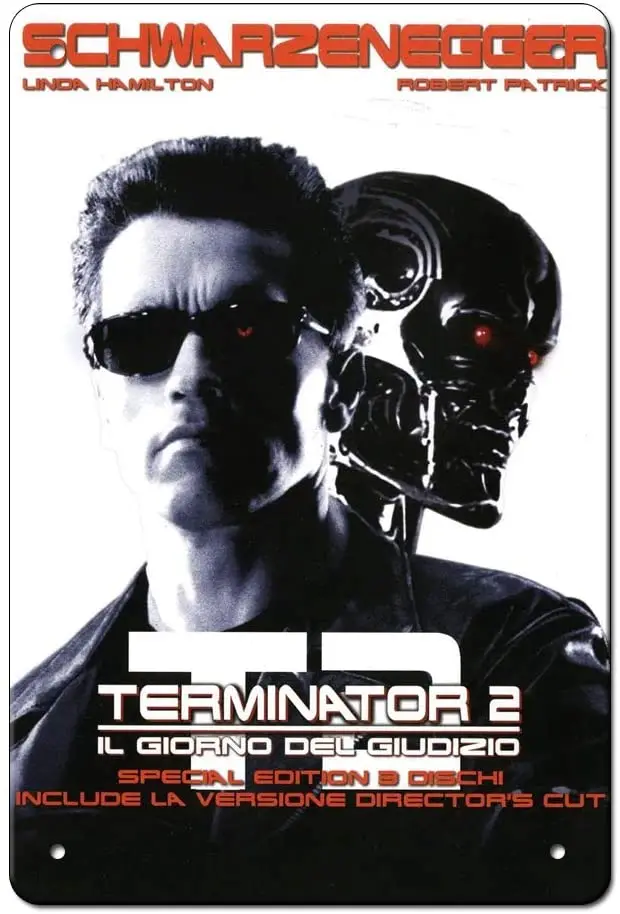 Фото Металлический оловянный плакат Terminator 2 дня суждений 1991 настенный винтажный