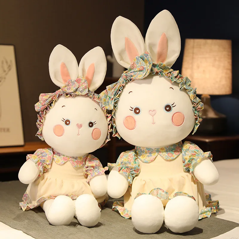 

Симпатичные мягкие плюшевые игрушки в стиле "Лолита", милая Набивная игрушка-кролик, кукла, Детская сопровождающая спальную подушку для девочек, подарки на день рождения и Рождество