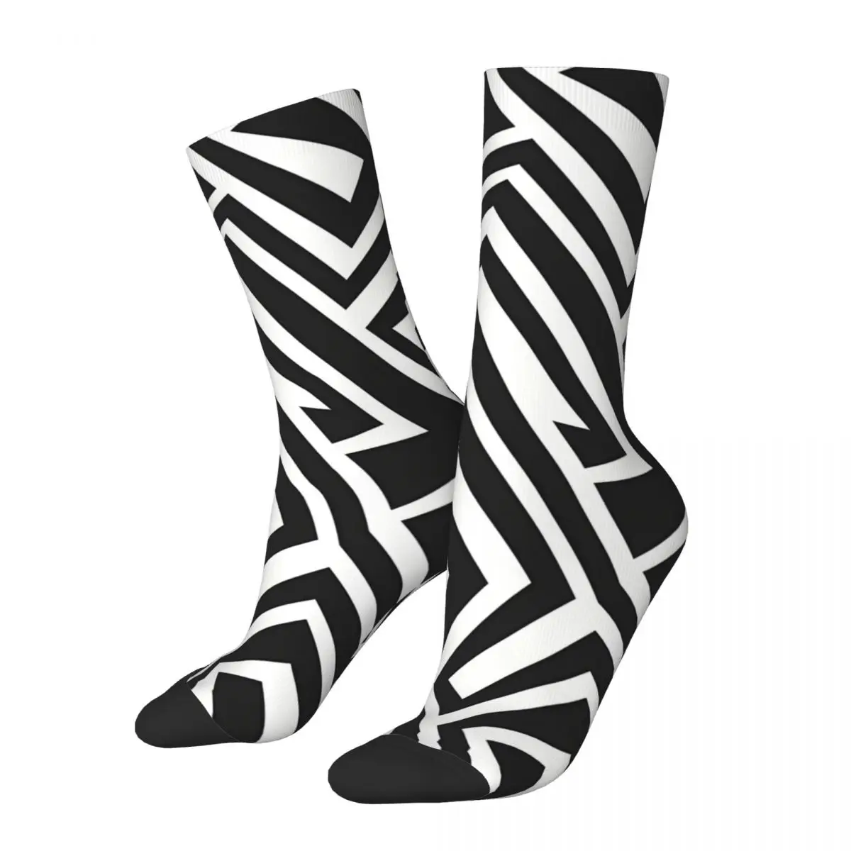 

Black And White Stripe Unique Sense Of Lines Men Women Socks Windproof Novelty Spring Summer Autumn Winter Stockings Gift