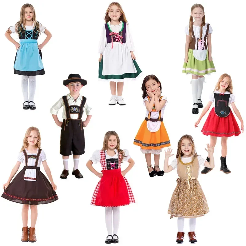 

Bavarian Fantasia Festival Party Kids Beer Girl Cospaly Dress German Oktoberfest Children Costume Boys Oktoberfest Costumes