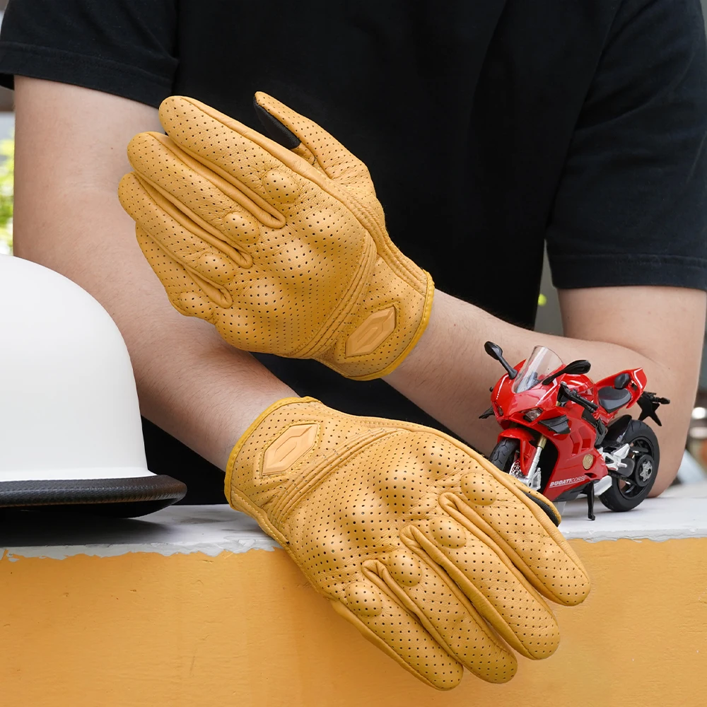 Leather Motorcycle Gloves Summer Breathable Mesh Moto Gloves Touch Function Motorbike Gloves Motocross Off-Road Racing Gloves Leather Motorcycle Gloves Summer Breathable Mesh Moto Gloves Touch Function Motorbike Gloves Motocross Off-Road Racing Gloves