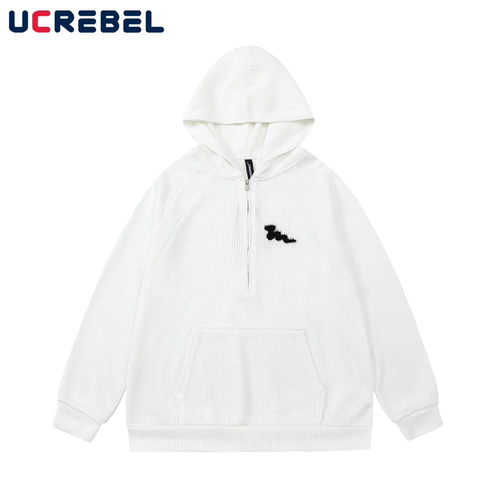 Streetwear Embroidery Knitted Sweater Mens Autumn Casual Half Zipper Hooded Long Sleeve Loose Pullover Men
Streetwear Embroidery Knitted Sweater Mens Autumn Casual Half Zipper Hooded Long Sleeve Loose Pullover Men